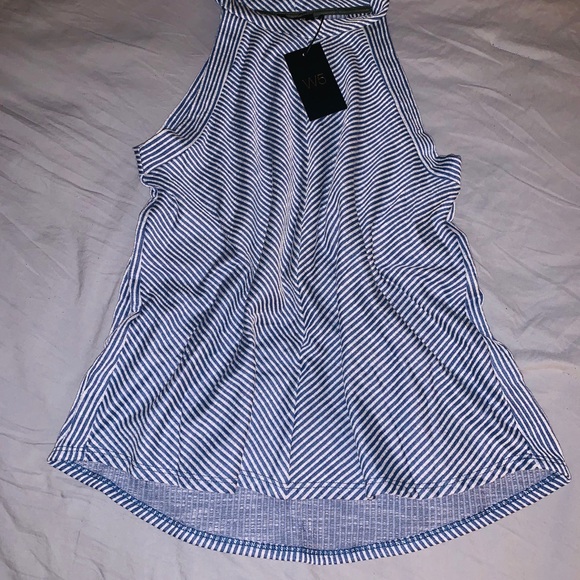 Blue/ White Stripe Tank/ Blouse - Picture 1 of 5